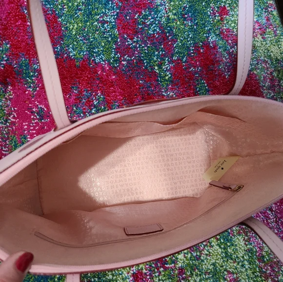 NWT - Kate Spade - Hani, Haven Lane Glitter Pink Polka Dot Tote - Picture 4 of 16
